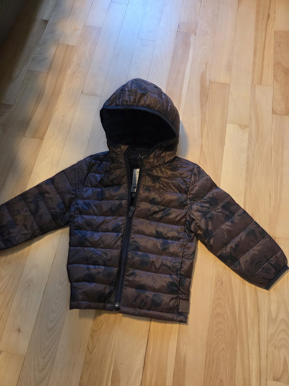 Disney Kids Brown Hooded Puffer Jacket with Subtle Print